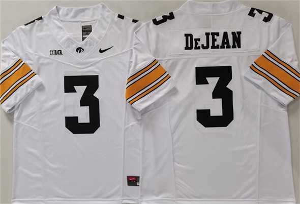 Mens Iowa Hawkeyes #3 Cooper DeJean White F.U.S.E. Stitched Jersey->iowa hawkeyes->NCAA Jersey